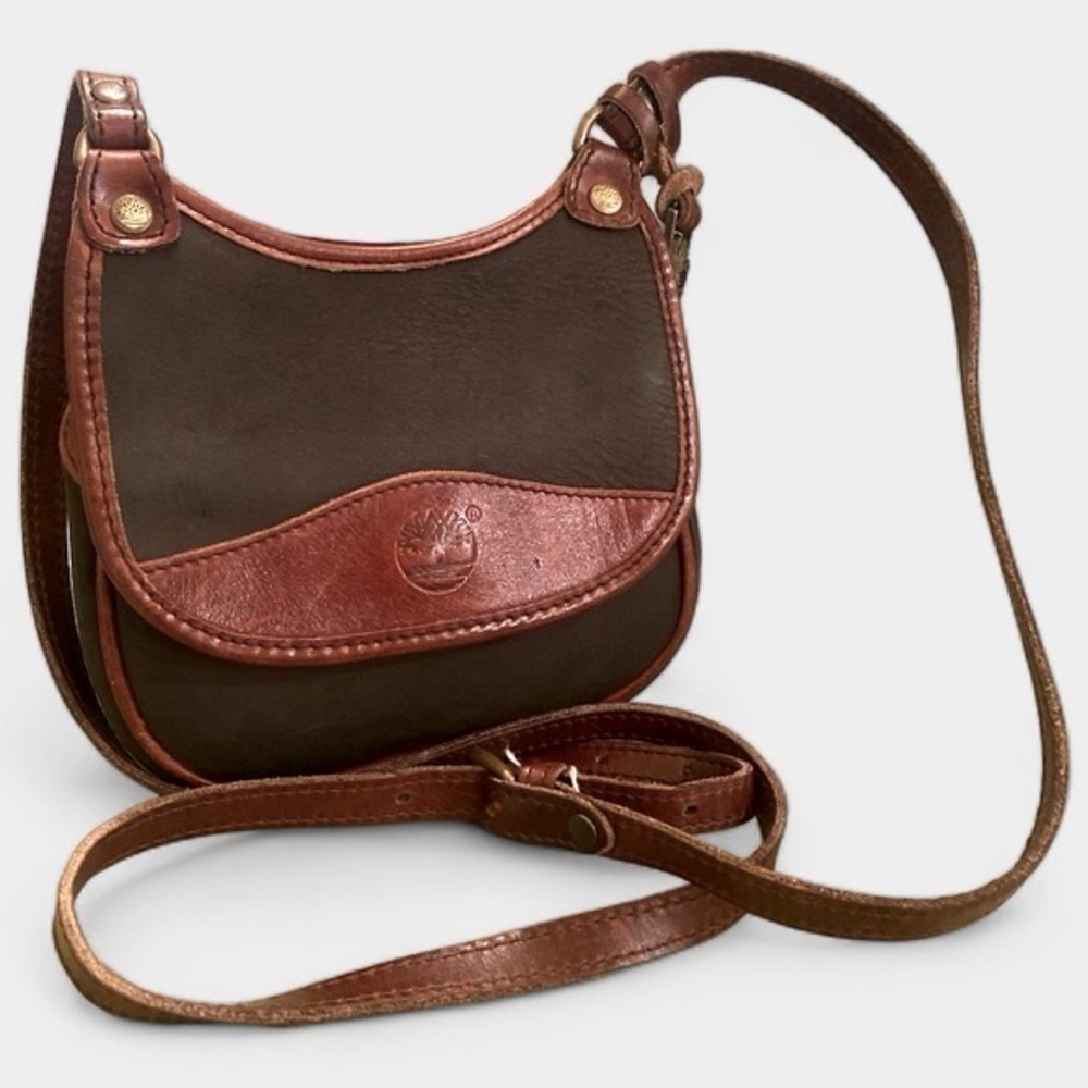Timberland Nubuck & Leather Mini Crossbody Bag 6.5 x 6.5 x 24” Strap Drop ECU